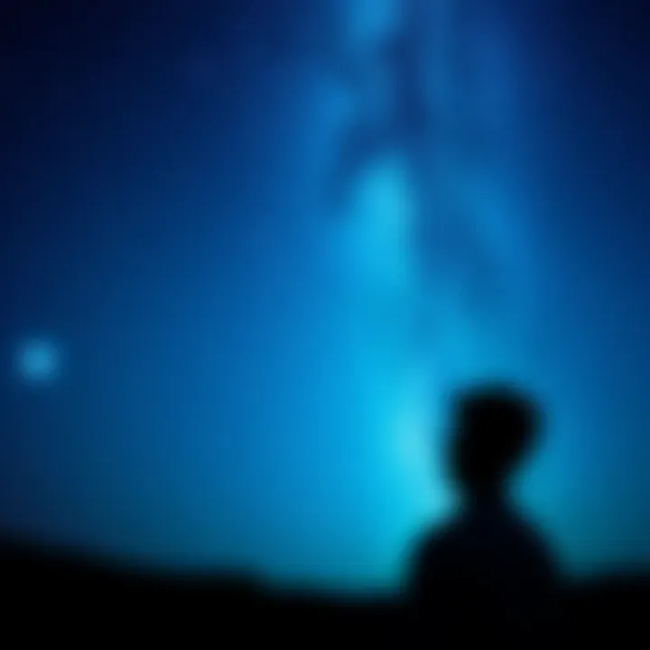 A person looking at a night sky filled with stars and galaxies, contemplating a career in astrophysics and astronomy.